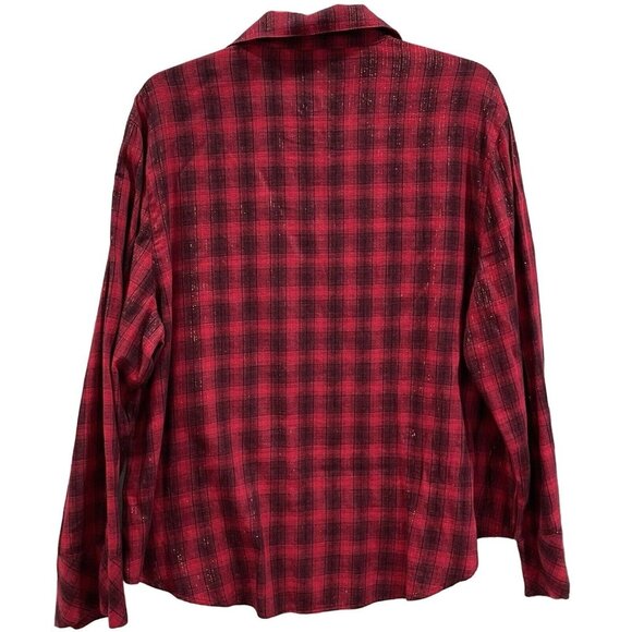 Victorias Secret Pajamas Flannel Plaid Long Sleeve Shirt Pants Red Black XL NWT - Picture 3 of 7